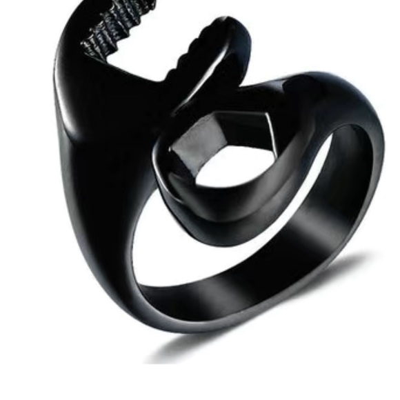 5 FOR $20 Wrench Spanner Black Band Ring - Picture 1 of 3